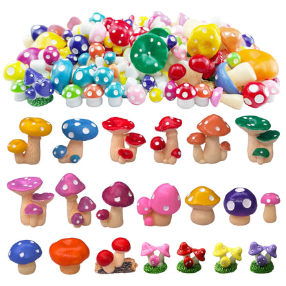 JKanruh 80 Pcs Miniature Resin Mushroom,Cute Mushrooms Fairy Garden Moss Landscape Ornaments for Outdoor Decoration,Home Décor,Cake Decoration,DIY Crafts …