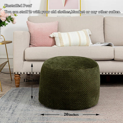 20x20x12 Inches Asuprui Pouf Ottoman Unstuffed Ottoman Foot Rest No Filler Soft Faux Fur Foot Stool Fuzzy Chair Floor