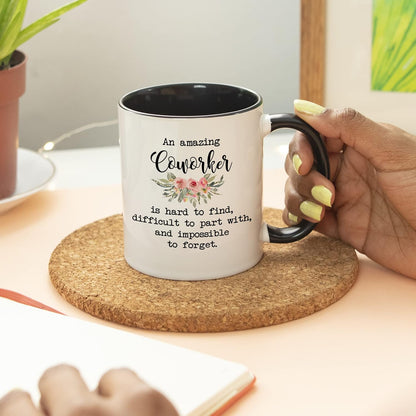 YouNique Designs Coworker Mug - 11 Ounces Going Away Mug for Coworker, Goodbye Gifts for Women (Black Handle)