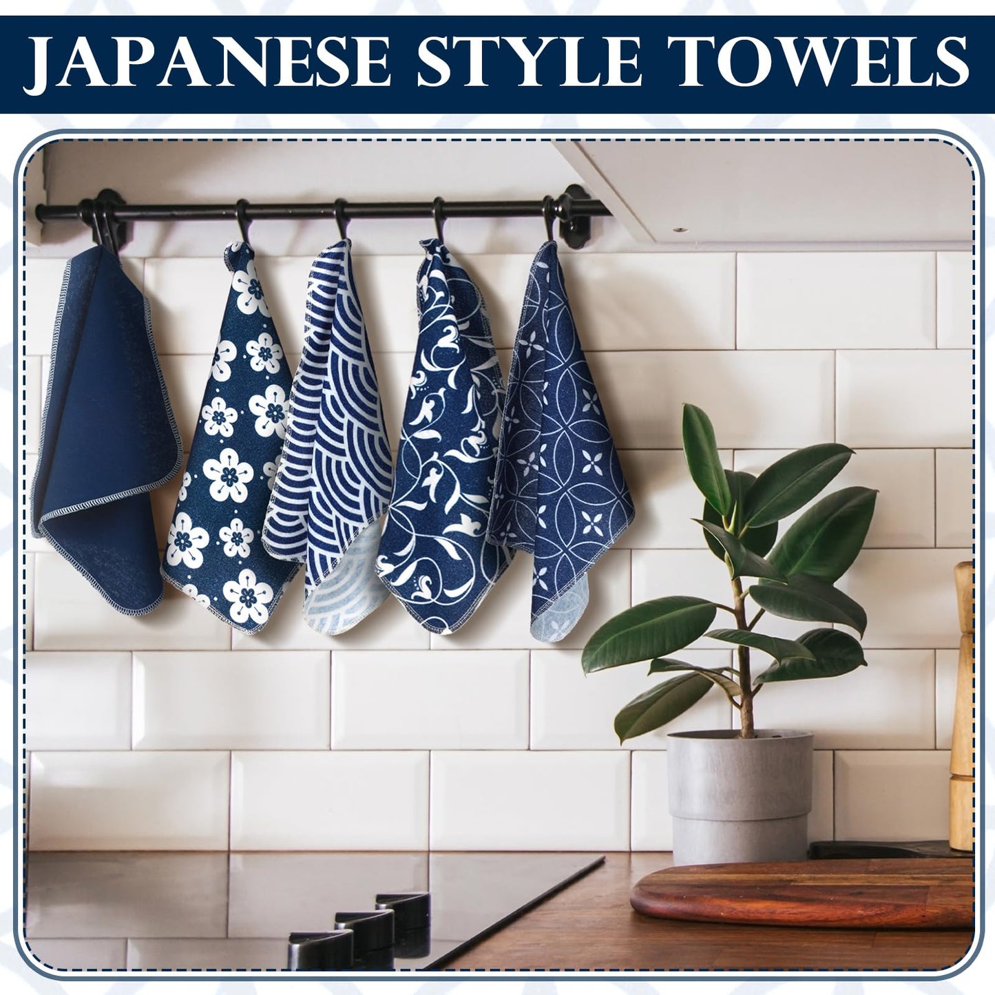 Noveread 36 Pack Japanese Reusable Cleaning Cloths Washable Cotton Kitchen Towels for Home (Blue)