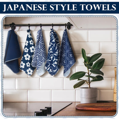 Noveread 36 Pack Japanese Reusable Cleaning Cloths Washable Cotton Kitchen Towels for Home (Blue)