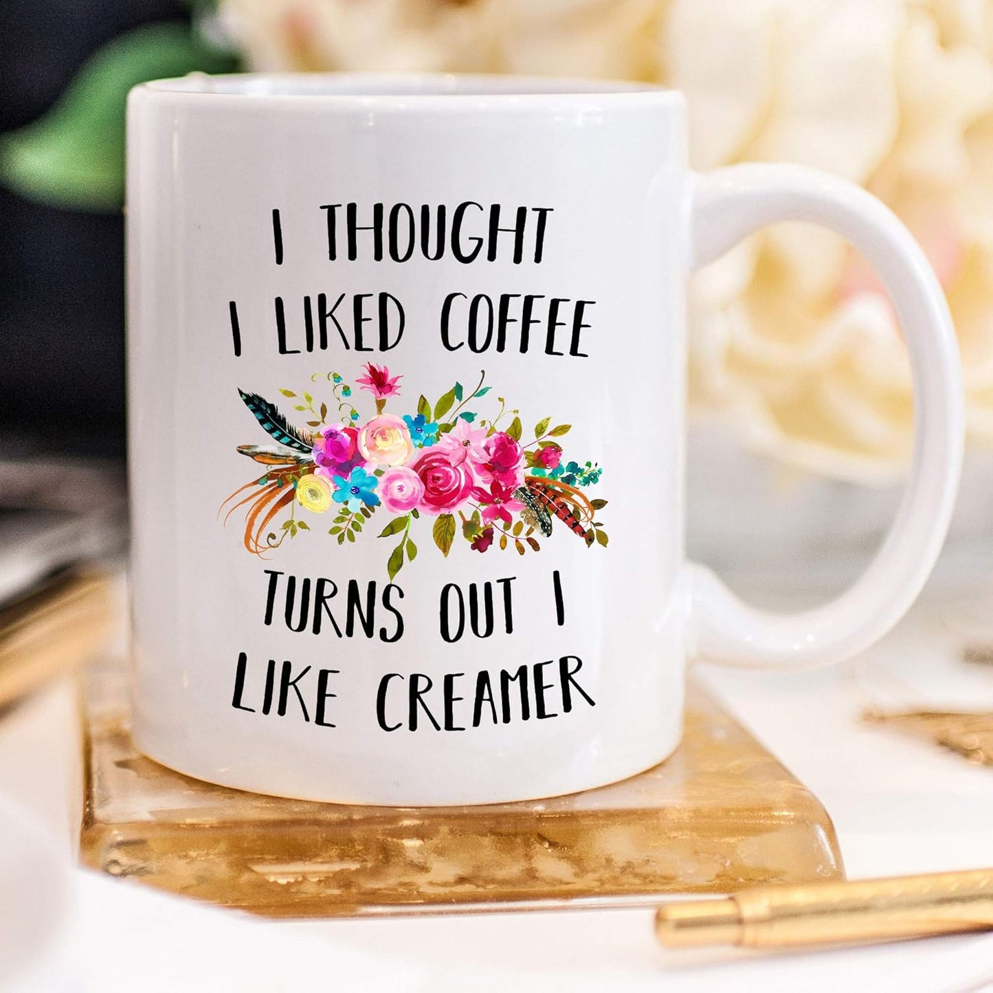 YouNique Designs I Thought I Liked Coffee Turns Out I Like Creamer Mug, 11 Ounces, Funny Coffee Mug