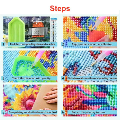 Lvmuu Diamond Painting Kits for Adults Hummingbirds, 5D DIY Full Square Drill Diamonds Art Sets for New Beginner, Large Animal Flowers Paint with Diamonds Beads Art Craft Home Decoration (White)