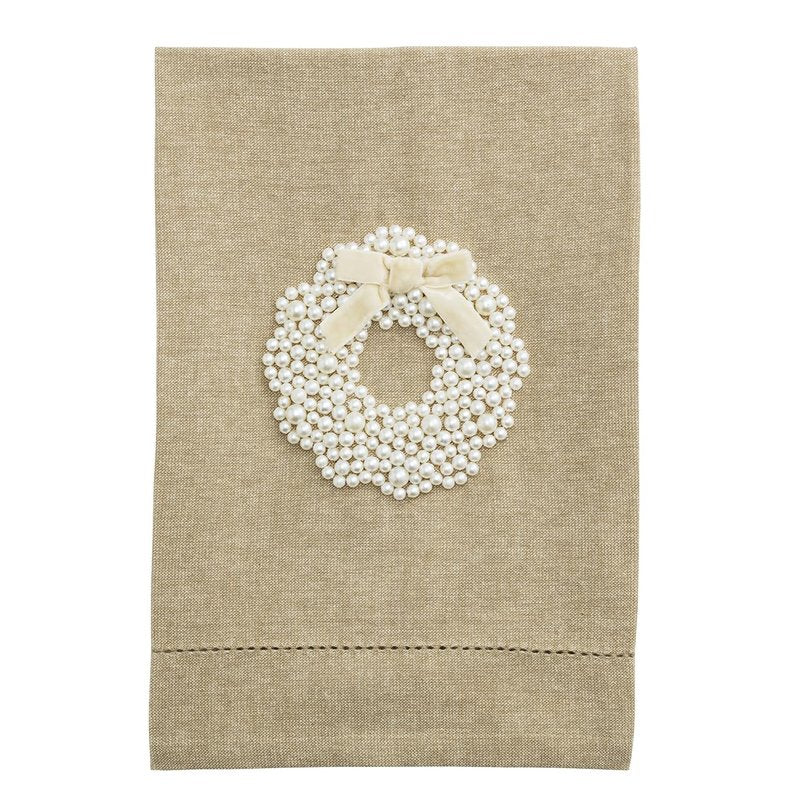 Mud Pie Christmas Wreath White Christmas Pearl Towel