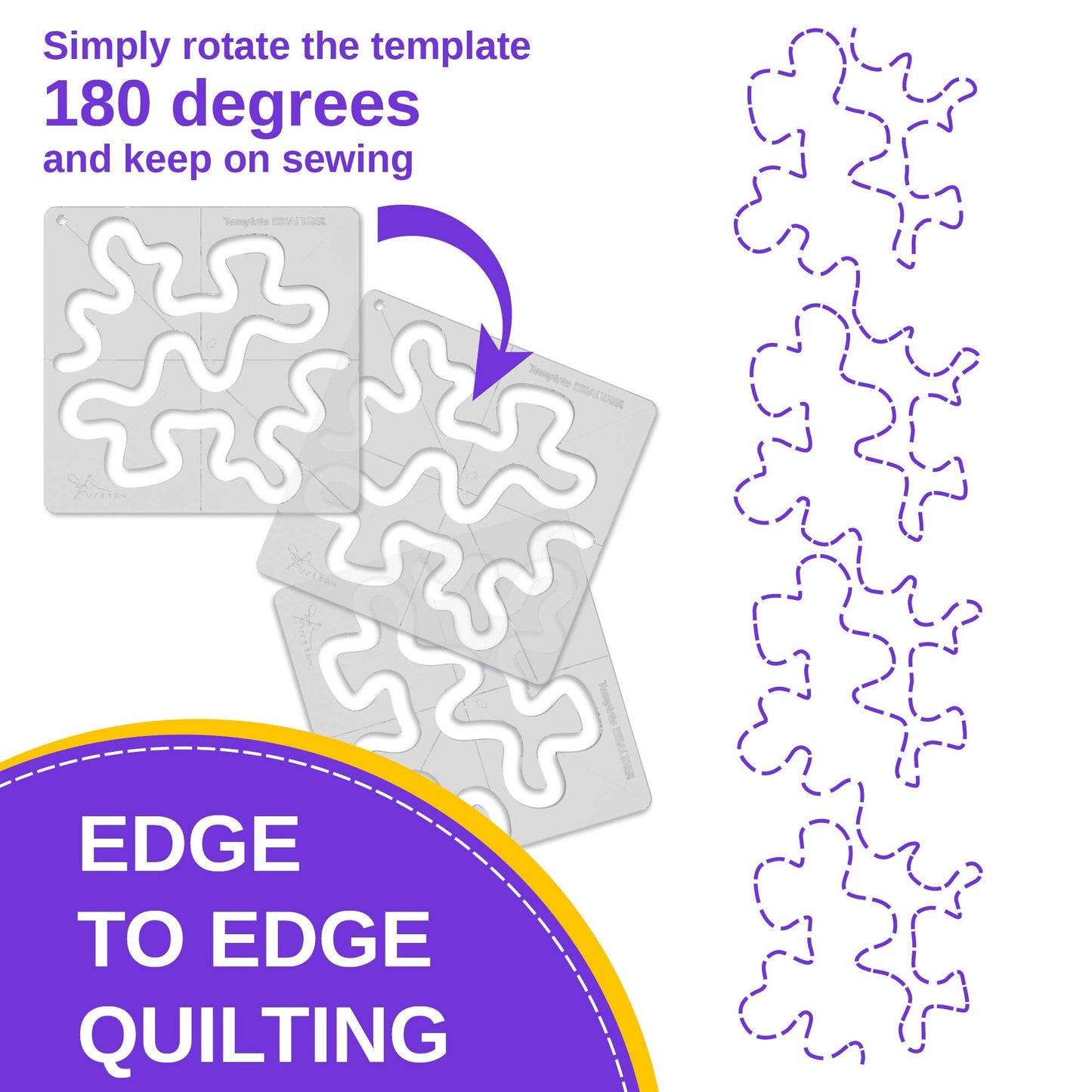 Meander Quilting Ruler Template for Sewing Machine, 4mm Transparent Acrylic 8x8 inch, Edge-to-Edge Free Motion Quilting, Stippling & Patchwork, Beginner-Friendly