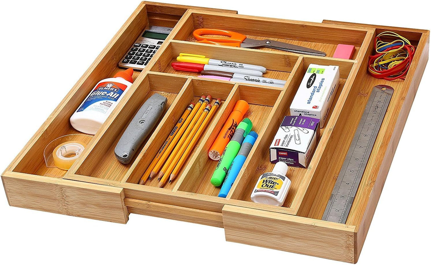 YBM Home Expandable Kitchen Utensil Drawer Organizer, 6-Compartment Flatware Tray, Size 18" Width