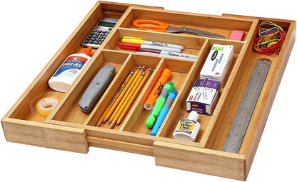YBM Home Expandable Kitchen Utensil Drawer Organizer, 6-Compartment Flatware Tray, Size 18" Width