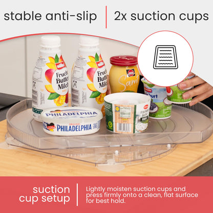Wyliepop Lazy Susan for Refrigerator - 360° Turntable Refrigerator Organizer and Storage Tray for Fridge, Cabinet & Pantry - Rectangle Lazy Susan (16.5"x11.5"x1.5")