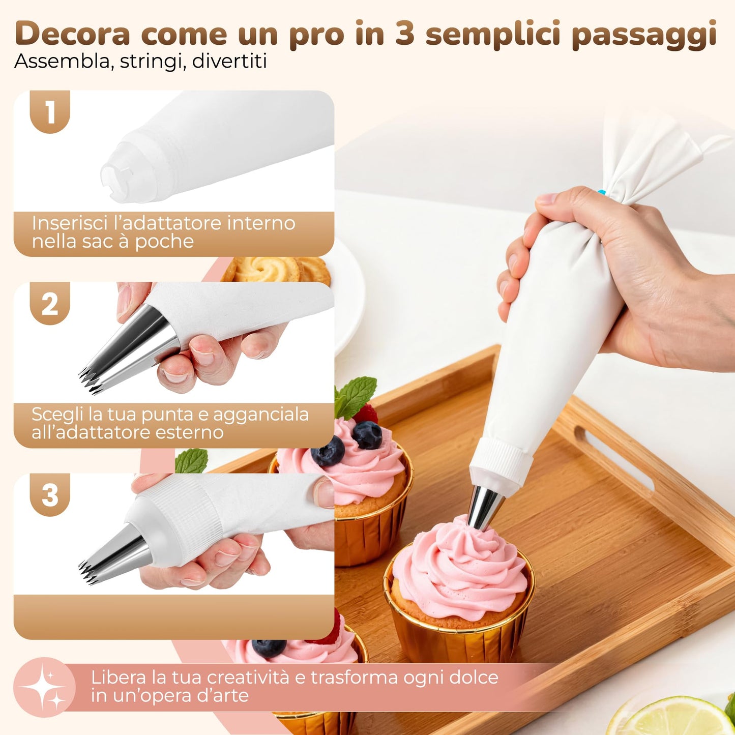 2 Reusable Piping Bags and Tips Set - 16 Inch Pastry Bags for Cake Decorating, Cupcakes, Cookies | Durable Cotton Exterior, Easy to Clean, Eco-Friendly Baking Kit for Home Bakers & Chefs