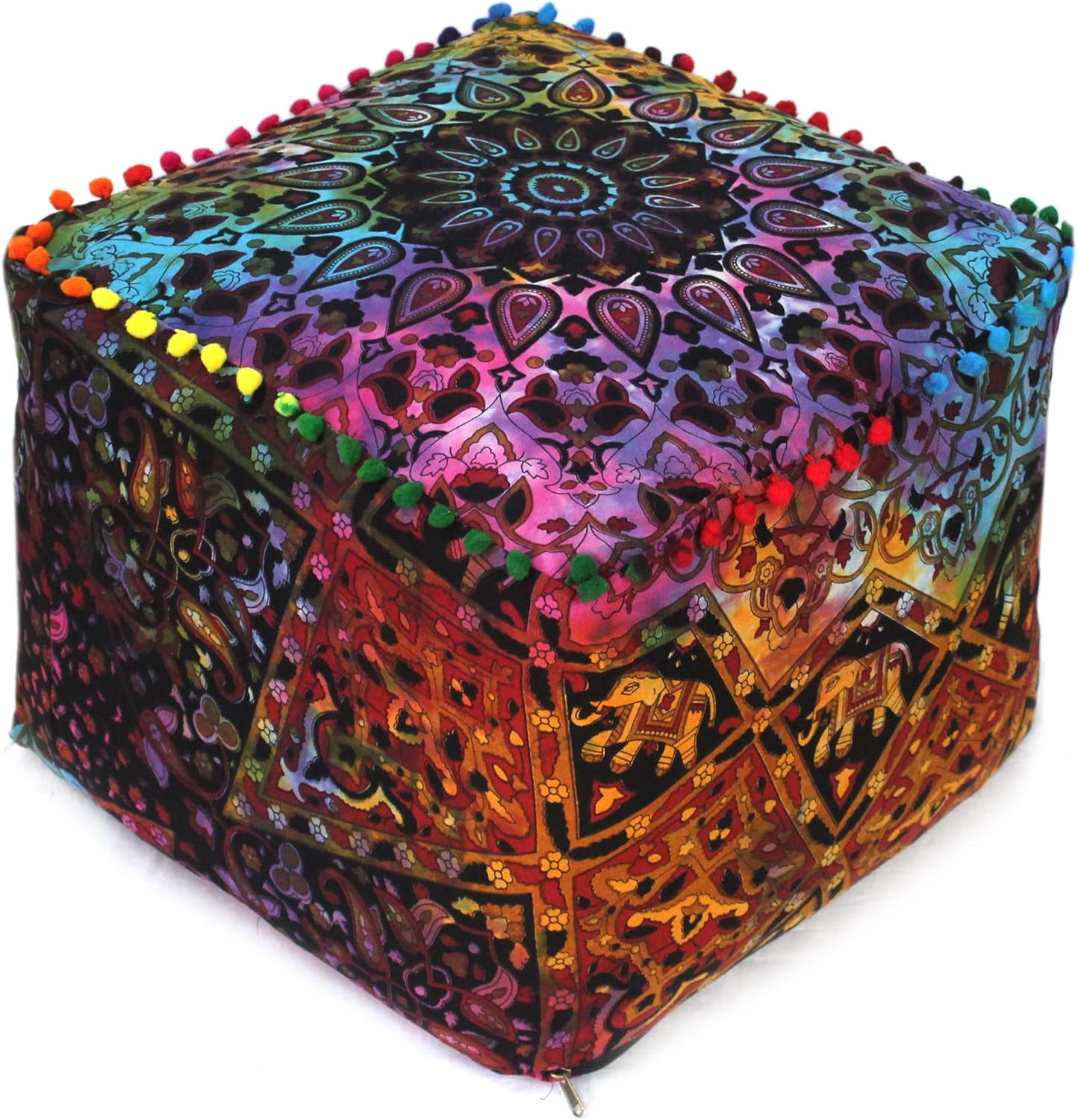22X22X14 inches, CRAFT KALA Square Mandala Floor Pillow Cushion Cover Seating Throw Cover Hippie Decorative Bohemian