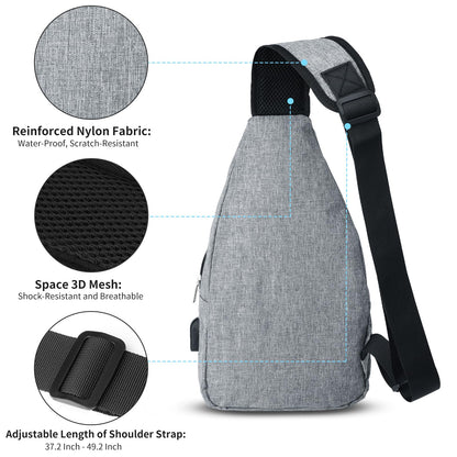 AMJ Crossbody Sling Bag Men Women, Casual Shoulder Backpack, Chest Daypack Satchel for Hiking Travel