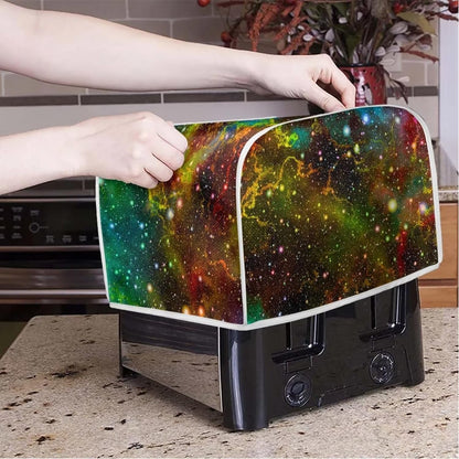 Colorful Galaxy Print Toaster Cover with Handle, Universal Size Dustproof Cover for 2 Slice Toaster and Microwave Oven