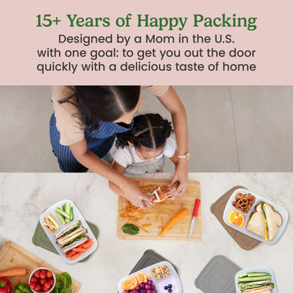 Bentgo Easyboxes - Original Stackable Lunch Boxes - Reusable 3-Compartment Food Containers for Kids and Adults - Bento Lunch Box for Meal Prep, School, & Work - BPA Free, (Earth Tones (4-Pack))