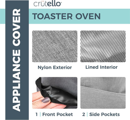 Crutello 6 Slice Toaster Oven Cover with Storage Pockets, Heavy Duty Small Appliance Dust Cover for Kitchen