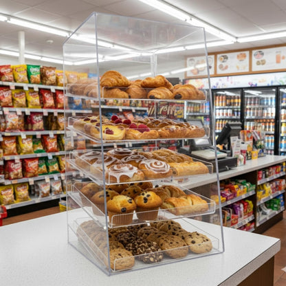Acrylic Display Case 5 Layer Bakery Pastry Display Case Countertop Dessert Acrylic Display Shelf Donut Cookie Display Cabinet Plastic Case by Marketing Holders
