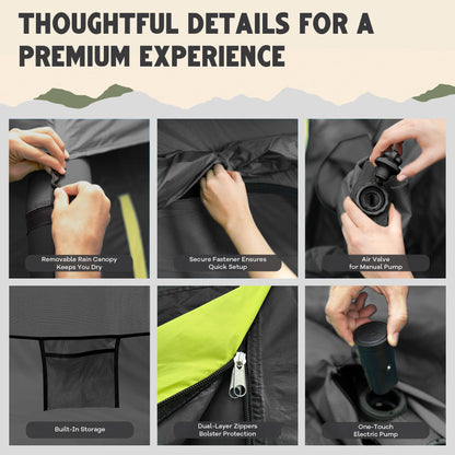 Oaktiv Inflatable Tents for Camping - CloudCamp Glamping Tent for 6 People Waterproof Oxford Fabric(210D), Quick Setup Air Tent with Manual & Battery Pump, UV Protection, 4-Season Inflatable Tent