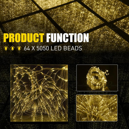 MOKA SFX 3D Mirror Gold Led Dance Floor Panels with Filght Case Nightclub Decoration Wedding Party Dancing Floor Tiles 8.2ft x 8.2ft 25pcs/lot (Magnetic)