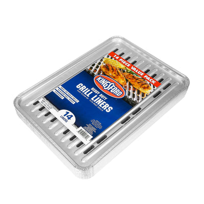 Kingsford Extra Tough Aluminum Grill Liners, Disposable Foil Grill Toppers for Outdoor Grills, Helps Keep Food and Sauce from Falling Through Grates, 16 x 11.75 in, 14 Count