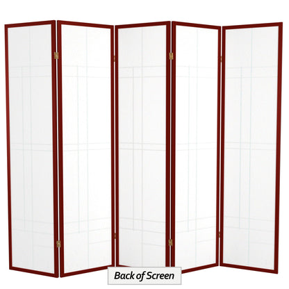 Red Lantern 6 ft. Tall Eudes Shoji Screen - Rosewood - 5 Panels
