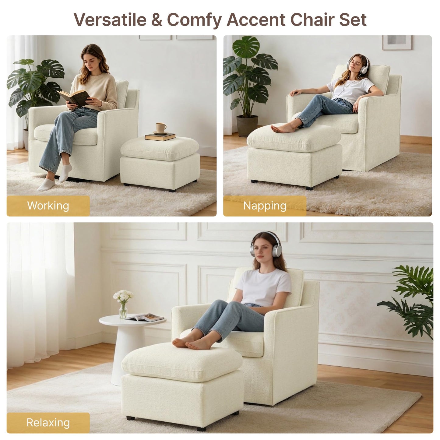 KISLOT Swivel Accent Chair Rocking Recliner 360 Degree Swivel Armchair Machine-Washable Cover for Nursery Living Room Bedroom
