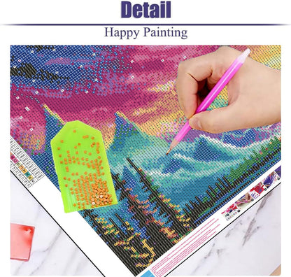 ijbnhd 5D Large Diamond Painting Kits for Adults, 5D Mountain Extra Large Diamond Art Kits, Full Drill Crystal Rhinestone Aurora Gem Art Home Wall Decor Gift(28X 16inch)