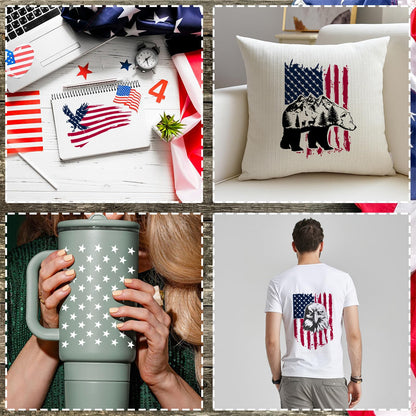 ZCPTZ 21 Pcs American Flag Stencils for Painting Reusable Templates Patriotic 50 Stars 1776 Flag We The People Crafts Stencil for Wood, Wall, Fabric, 4th of July Independence Memorial Day DIY Drawing