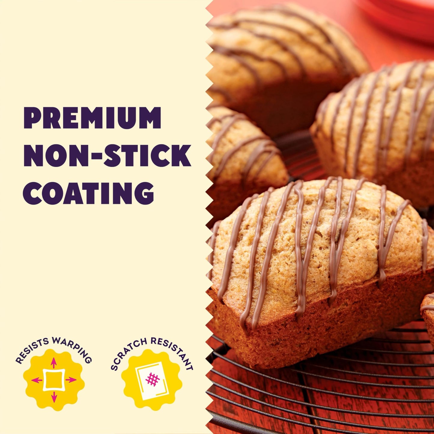 Wilton Gold Non-Stick Bakeware Mini Loaf - Baking Pan for Mini Banana Breads, Cakes & More - Made Without PFAS - Offers Even Heat Distribution & Hassle-Free Cleaning - 15 x 10 x 1.6 Inch, 8 Cavity