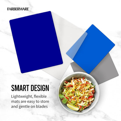 Farberware Flexible Kitchen Cutting Mat Set, 4-Piece, Made in the USA, Non-Slip Design, 8x10 and 11x14 Inches