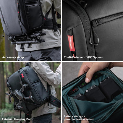 PGYTECH OneMo 2 25L-33L Camera Backpack with Shoulder Bag+Wash Pouch Hanging Toiletry Bag for Men, Waterproof Dopp Kit Travel Makeup Bag Organizer for Toiletries & Cosmetics, Black