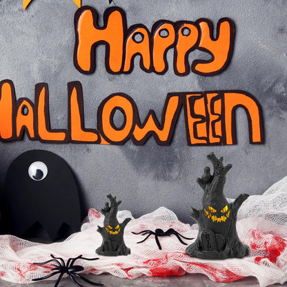 Lifnatty Halloween Tree Lights Decorations 2 Pack – Haunted Tree with Glowing Eyes, Battery Operated Halloween Tabletop Decorations for Home, Mantel, Party & Indoor Haunted House Decor