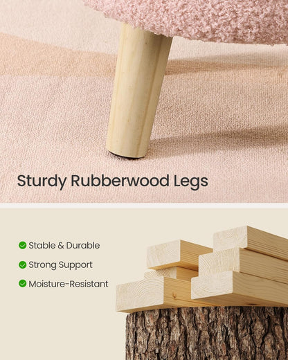 12.2 Inches, ULOM515SA01 SONGMICS Storage Ottoman, Foot Stool, Round Ottoman with Padded Seat, Foot Rest with Wood