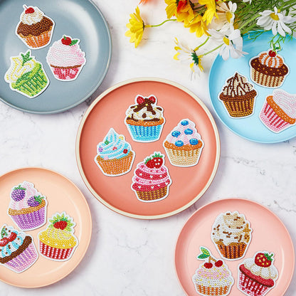 Xuhal 16 Pcs Diamond Painting Magnets DIY Diamond Painting Kits for Gem Art Magnet Refrigerator Stickers for Beginners Adults DIY Crafts Home Decors Party Birthday Gifts(Cupcake)