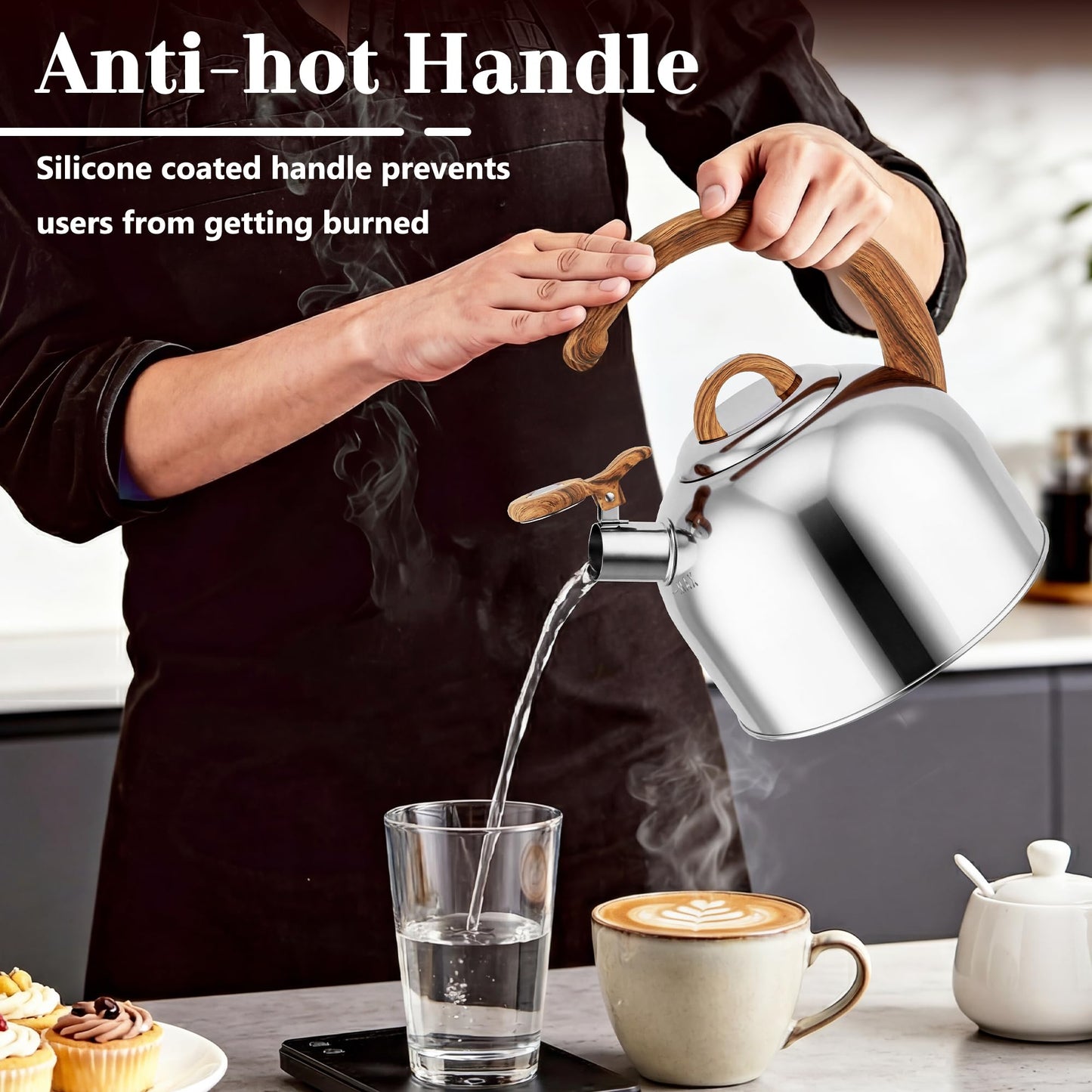 Harriet Tea Kettle Whistling Stovetop Tea Pot, 3.1QT Food Grade Stainless Steel Kettle for Boiling Water Coffee or Milk(Stainless Steel)