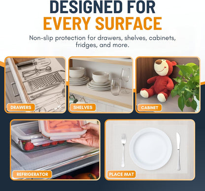Linda's Essentials Non-Adhesive Shelf Liner - Non-Slip, Easy Clean Kitchen Cabinet Protector | 12 x 120 Inches