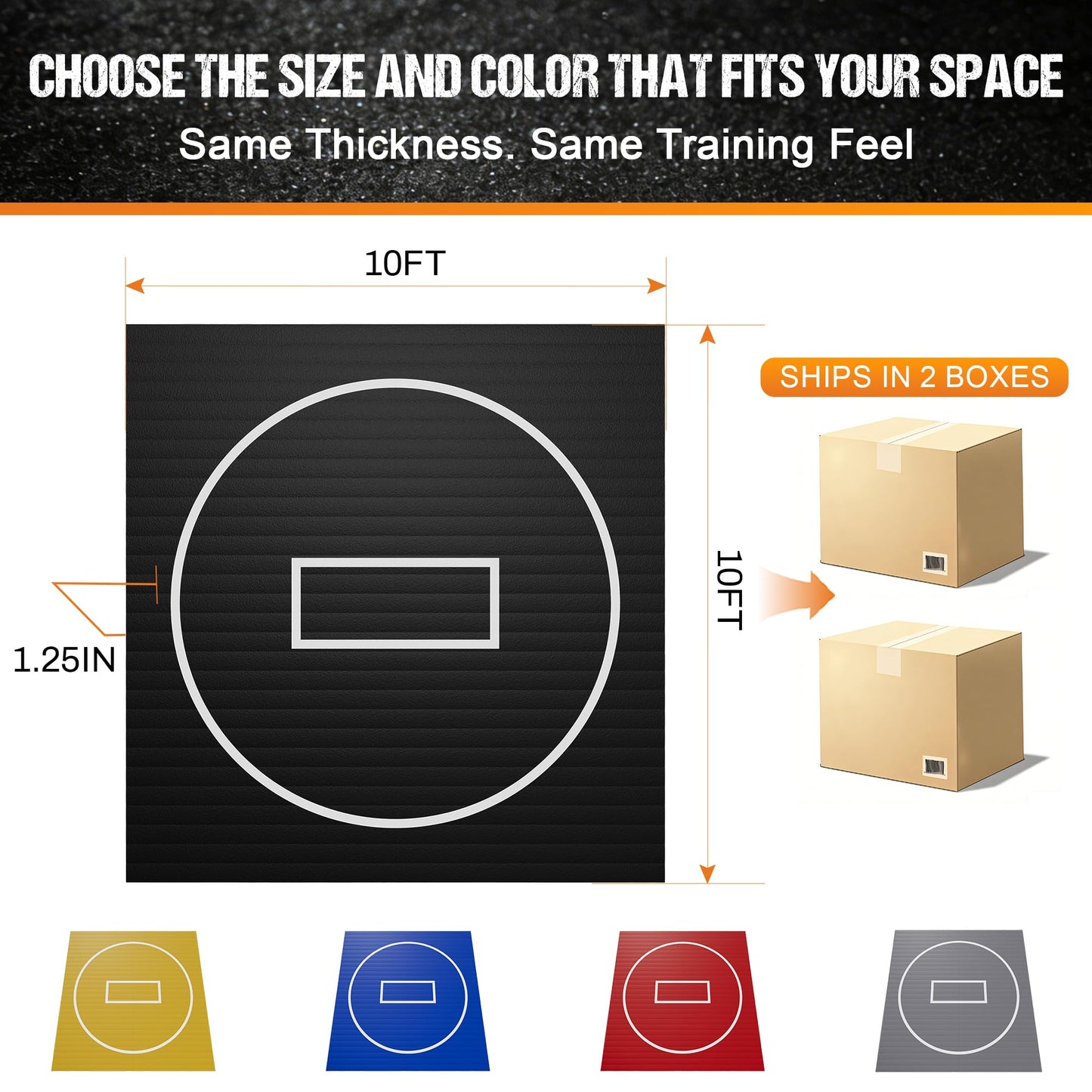 GianToucan Wrestling Mat for Home, 10’x 10’x 1.25” Grappling Mat for Wrestling, MMA, BJJ, Jiu Jitsu, Judo, Gym, Roll-Up Wrestling Practice Mat for Kids & Adults，Easy to Clean Indoor/Outdoor, Black
