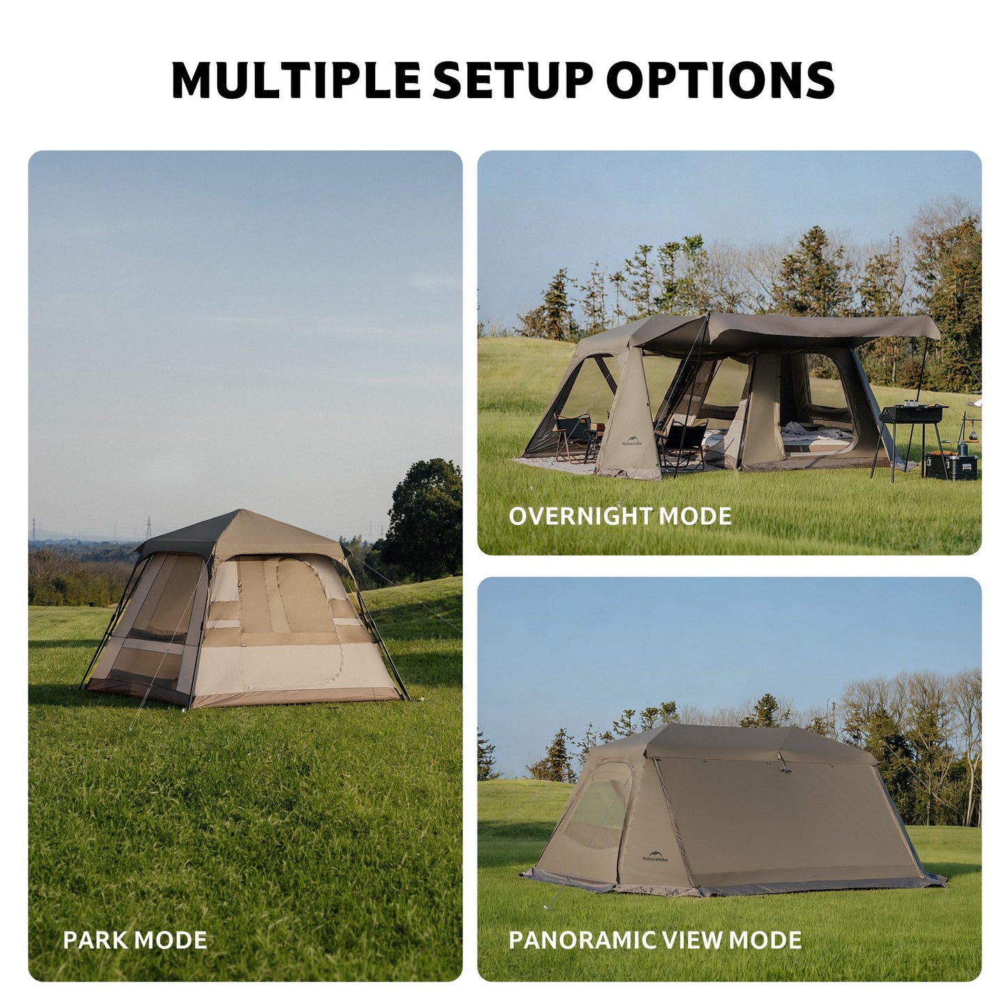 Naturehike Village Instant Tent, 4 Person 8 Person Camping Tent with Full Rainfly, Waterproof Large Cabin Tents for Car Camping