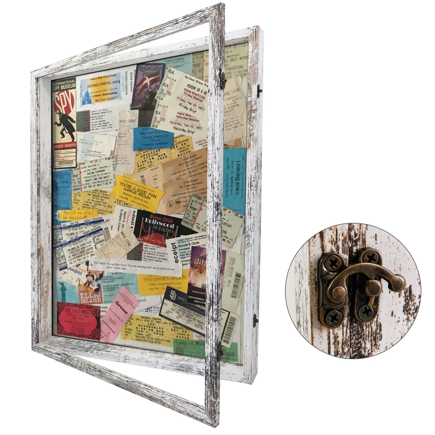 Hodeframe Shadow Box Frame 18x24, Wood Shadow Box Display Case with Glass Window Metal Lock, Memory Box for Memorabilia Awards Medals Photos Black