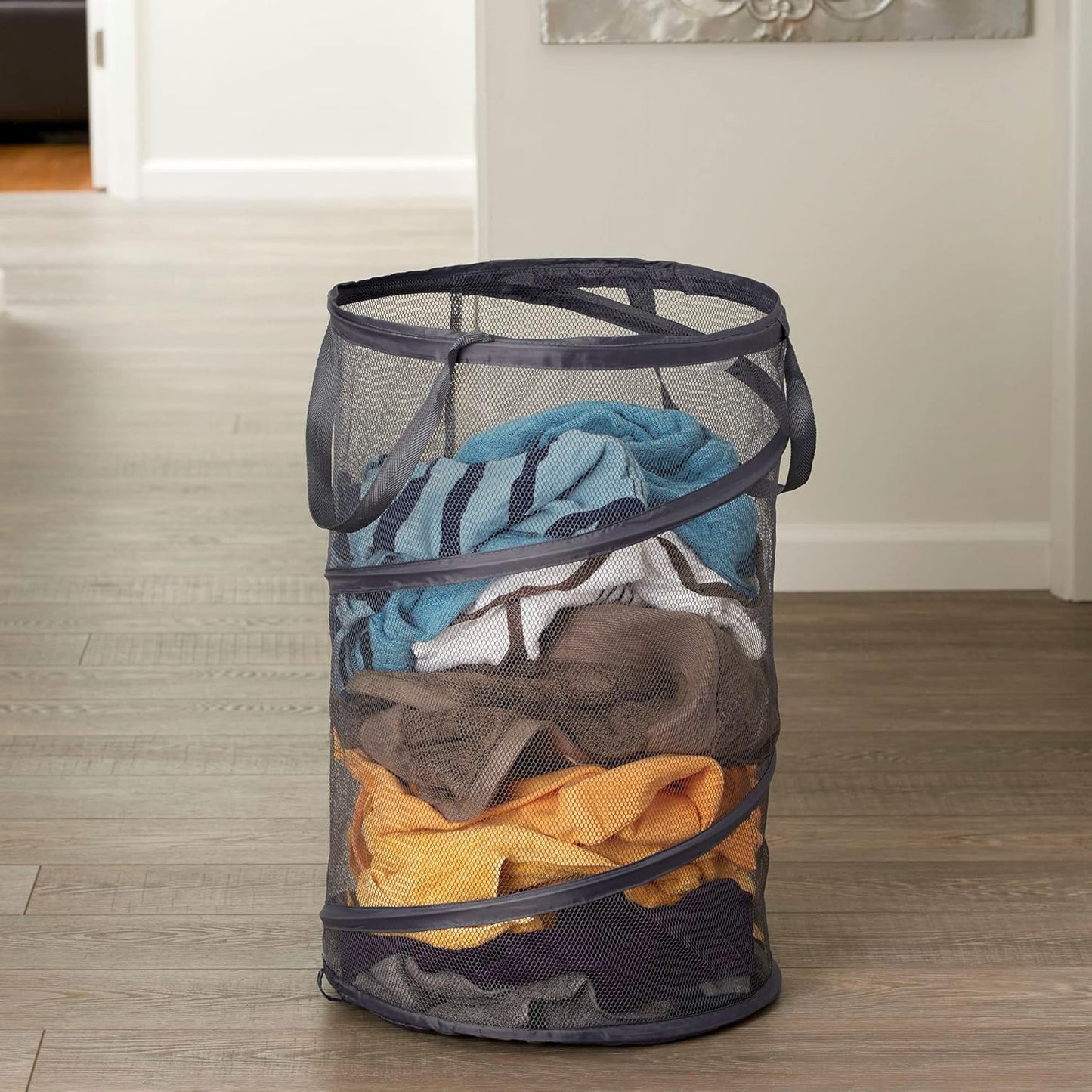 Household Essentials 2027-1 Pop-Up Collapsible Mesh Laundry Hamper in Charcoal