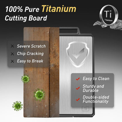 Titanium Cutting Boards for Kitchen Chopping Board with Handle Large Big Small Kitchen Meat Butcher Block 2 in 1 Pure Titanium and Wheat Straw PP Not Wood Bamboo Plastic Silicone Teak Morandi Blue