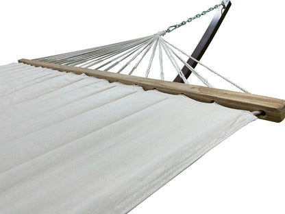 Petra Leisure 15 Ft. Indoor/Outdoor Heavy Duty Black Steel Arc Hammock Stand w/Premium Quilted Hammock Bed. (Beige)