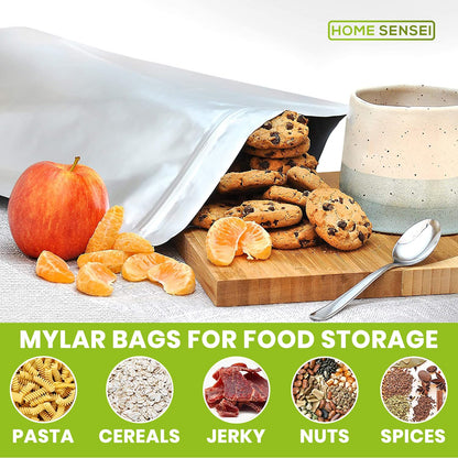 30 Mylar Bags for Food Storage 1 Gallon - Extra Thick 15 Mil - Long Term & Food Grade - Mylar Bags with Oxygen Absorbers 400cc- Zipper, Resealable, Stand-up Gousset - Bolsas Mylar con Abosrbentes