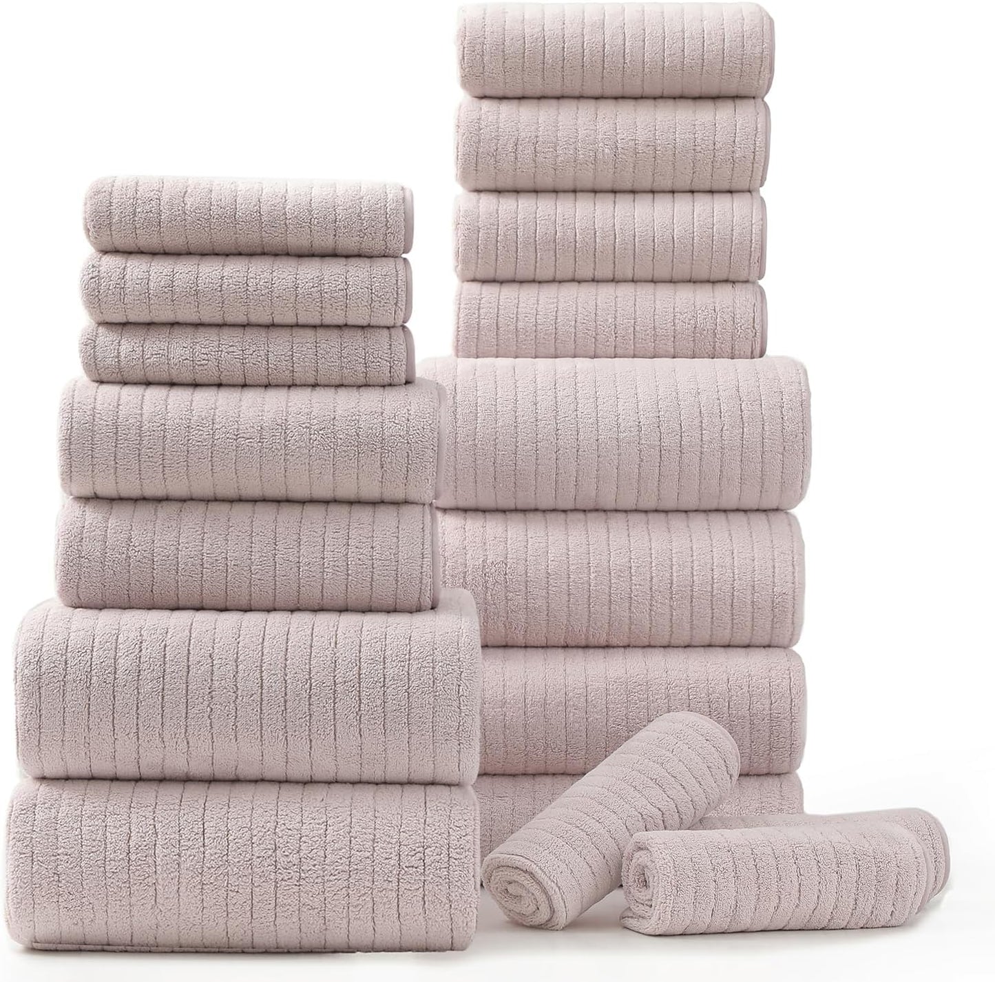 18 Set,Soft Set Loops-6 Towels,6 Towels,6 Set Piece Bath Towels Family Bathroom Towel with Hanging Bath Hand