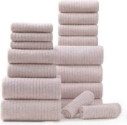 18 Set,Soft Set Loops-6 Towels,6 Towels,6 Set Piece Bath Towels Family Bathroom Towel with Hanging Bath Hand