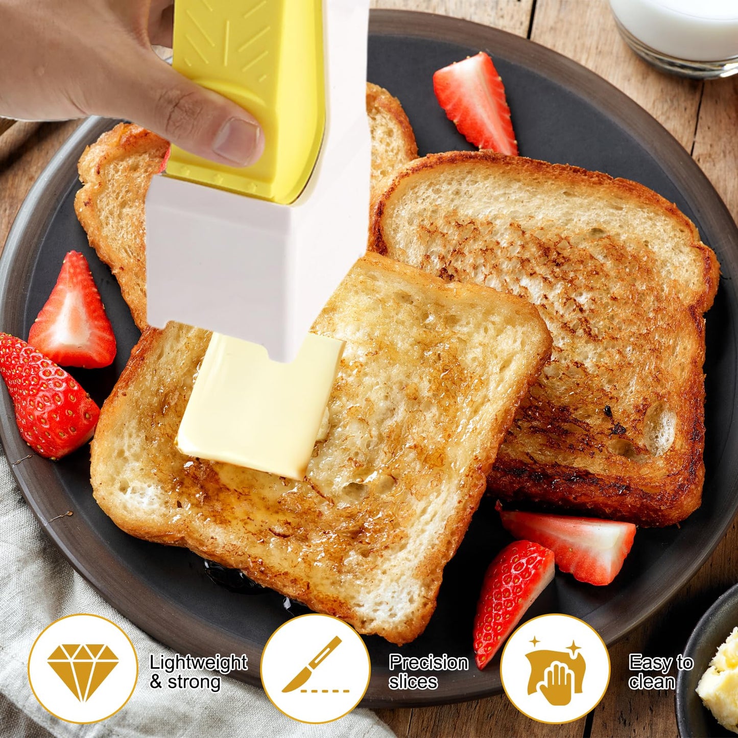 EPBRVV 2Pcs Butter Cutter, One Click Stick Butter Cutter Slicer Single Stick, Portable Butter Slicer, Cheese Splitter, Can Cut Butters Into Strips Or Cubes, for Bread, Cakes, Cookies
