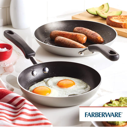 Farberware Cookstart DiamondMax Nonstick Frying Pans/Skillet Set, 8.25 Inch and 10 Inch, Dishwasher Safe, Silver