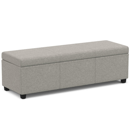 SIMPLIHOME Avalon Extra Large Storage Ottoman Bench - 54 inch Wide Upholstered Linen Look Fabric Rectangular Lift-Top Ottoman in Cloud Grey, Contemporary Bench for Living Room with Hidden Storage