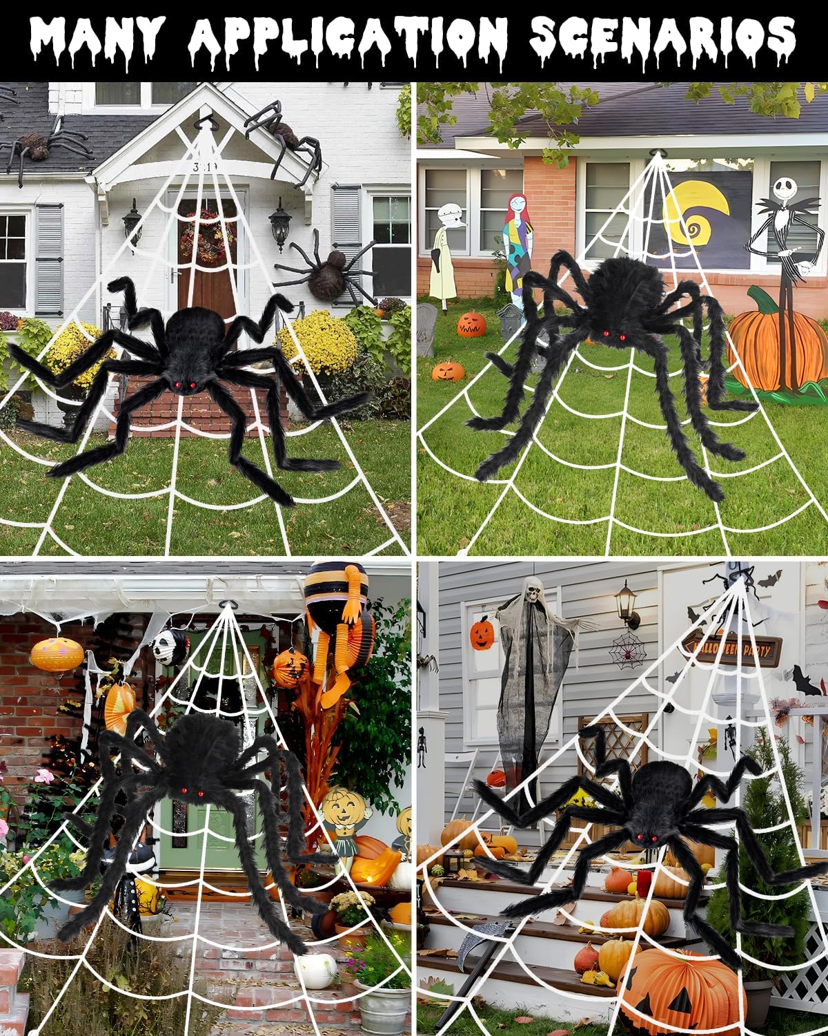 3D HD Dynamic Giant Spider Halloween Projector+Brighter Spider Webs Lights Set,250 Purple LED Light Up,8 Modes 16.4Ft Giant Spiderweb with Remote Control,with 48'' Giant Spider
