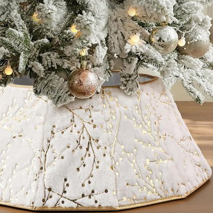 25'' Christmas Tree Collar, White Christmas Tree Ring for Artificial Trees, Faux Fur Plush Trees Collar Farmhouse