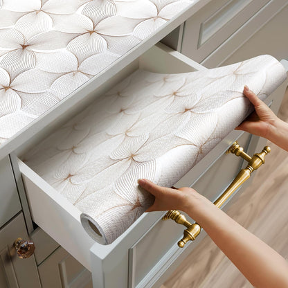 Quttisay Shelf Liner for Kitchen Cabinets,Non Adhesive Cabinet Liner,Non-Slip Drawer Liner,Waterproof Shelf Liner Easy to Clean Strong Grip Liner for Cabinets,Drawers,Cupboard，(Flower 12 inx16.4 FT)