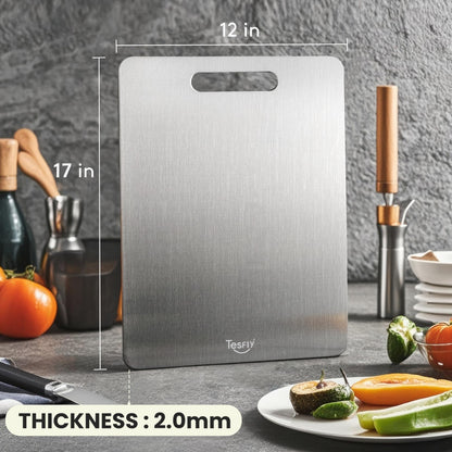2 Pack Titanium Cutting Board-100% Pure Titanium Cutting Boards For Kitche,Easy to clean, Double-sided food-grade Cutting Board For Meats, Fruits And Vegetables (18 * 12)